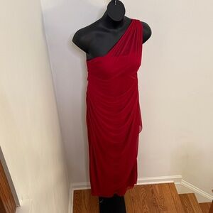 Elegant Cherry Red One-Shoulder Dress